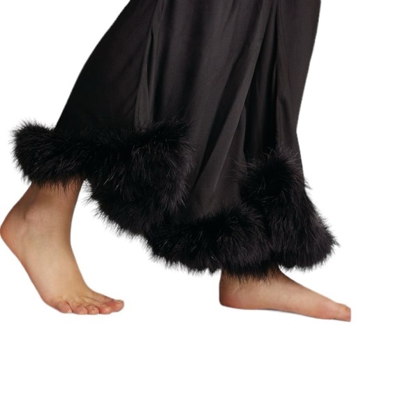 Sleeper Boudoir Feather Trim Flare Trousers NWT - Picture 3 of 15